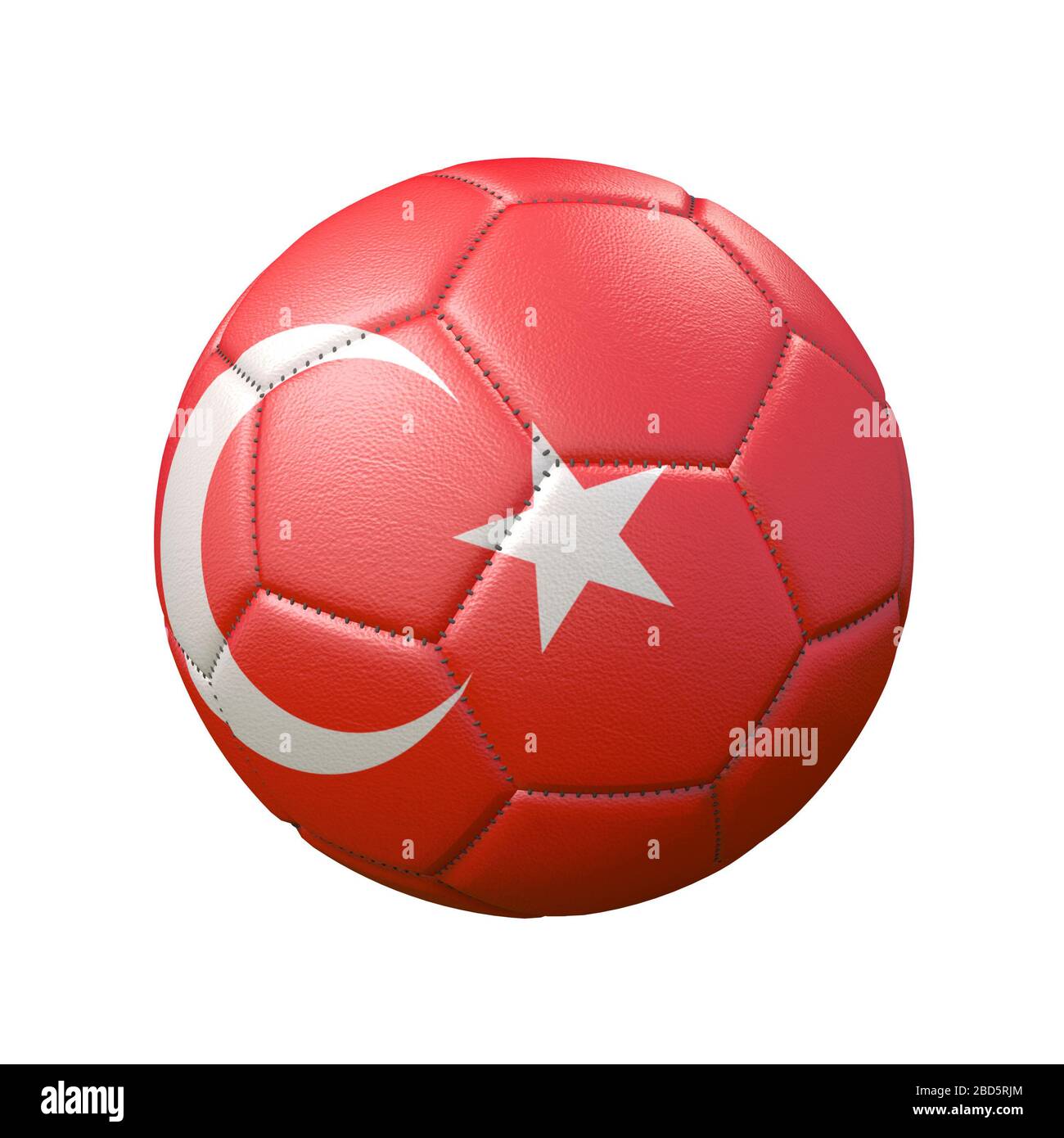 Soccer ball in flag colors isolated on white background. Turkey. 3D image Stock Photo