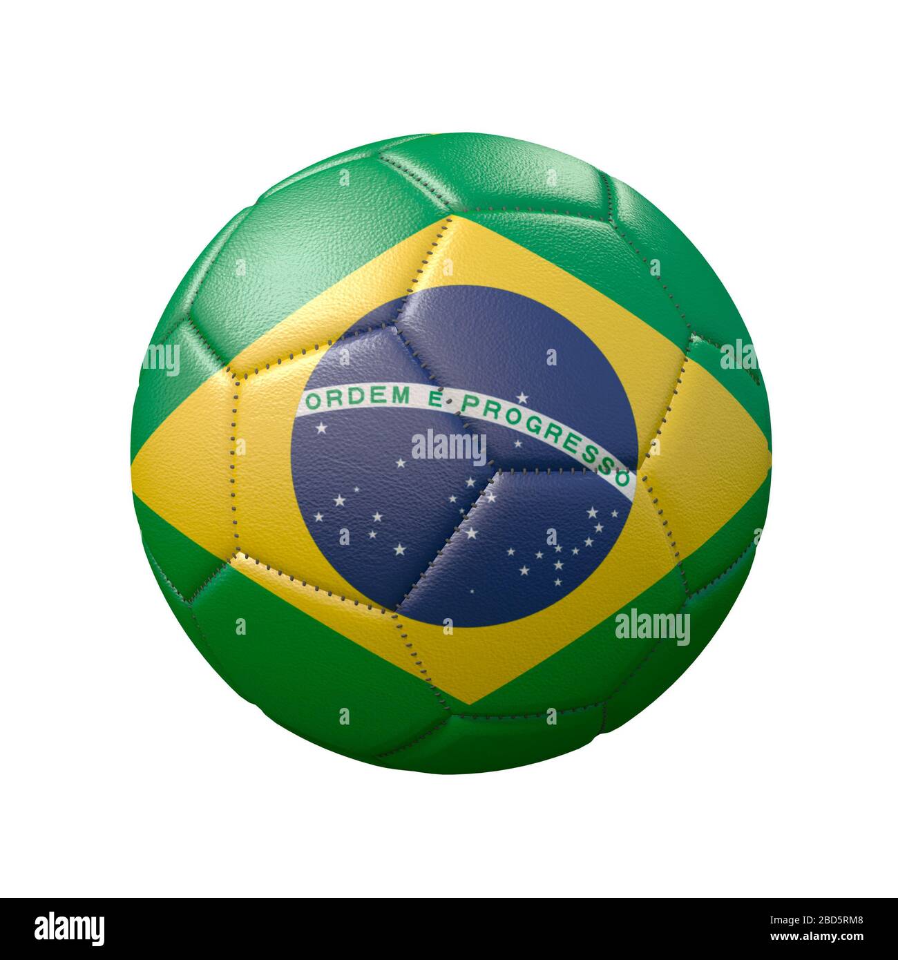 Soccer ball in flag colors isolated on white background. Brazil. 3D image Stock Photo