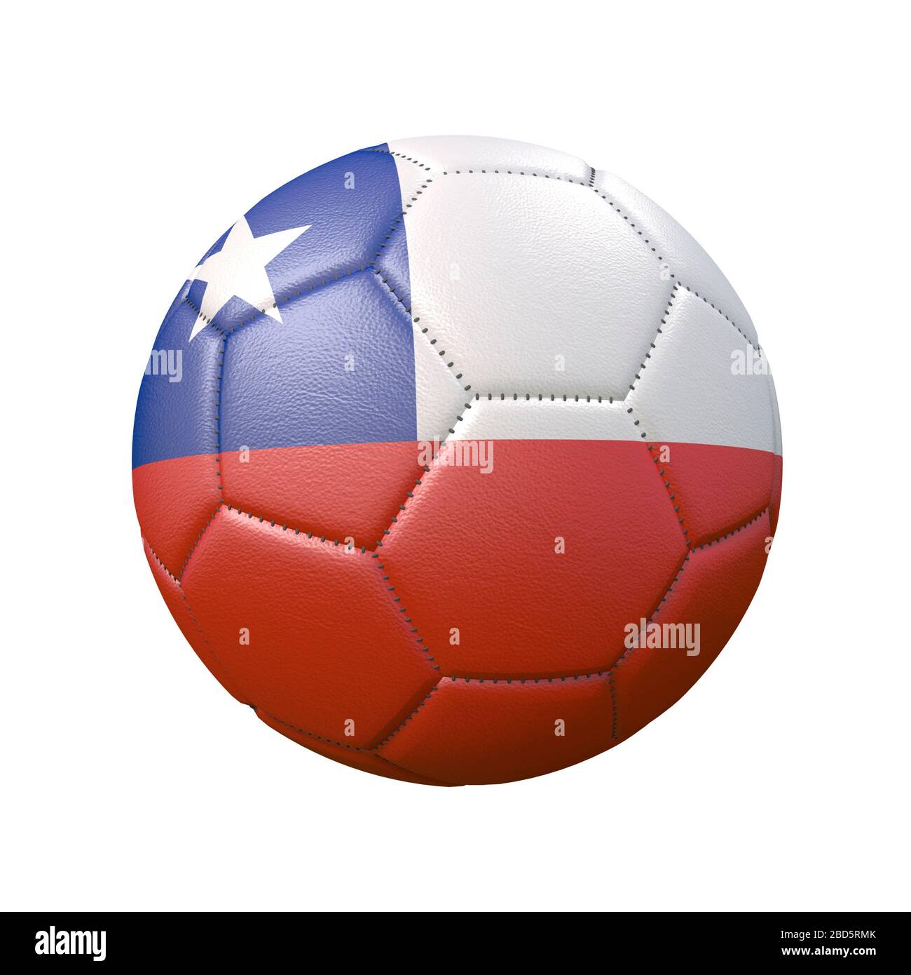 Soccer ball in flag colors isolated on white background. Chile. 3D image Stock Photo