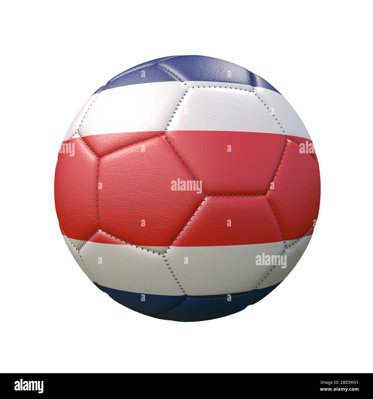 Soccer ball in flag colors isolated on white background. Costa Rica. 3D