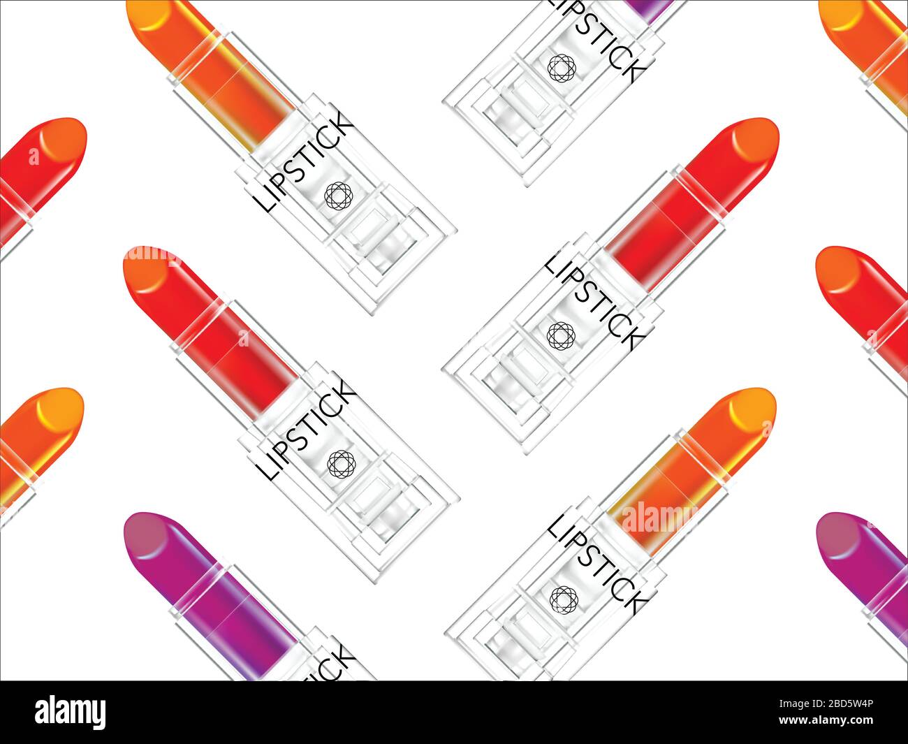 Transparent Packaging Colorful Lipstick Background Cosmetics Beauty Concept Stock Vector