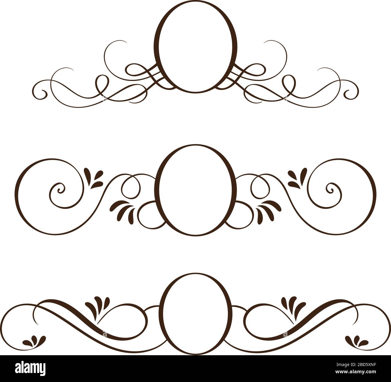 set of vector black round vintage frames, design elements with place ...