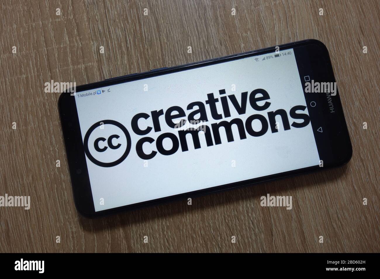 Creative Commons logo displayed on smartphone Stock Photo