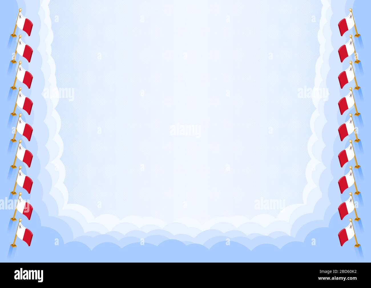 Horizontal frame and border with Malta flag, template elements for your