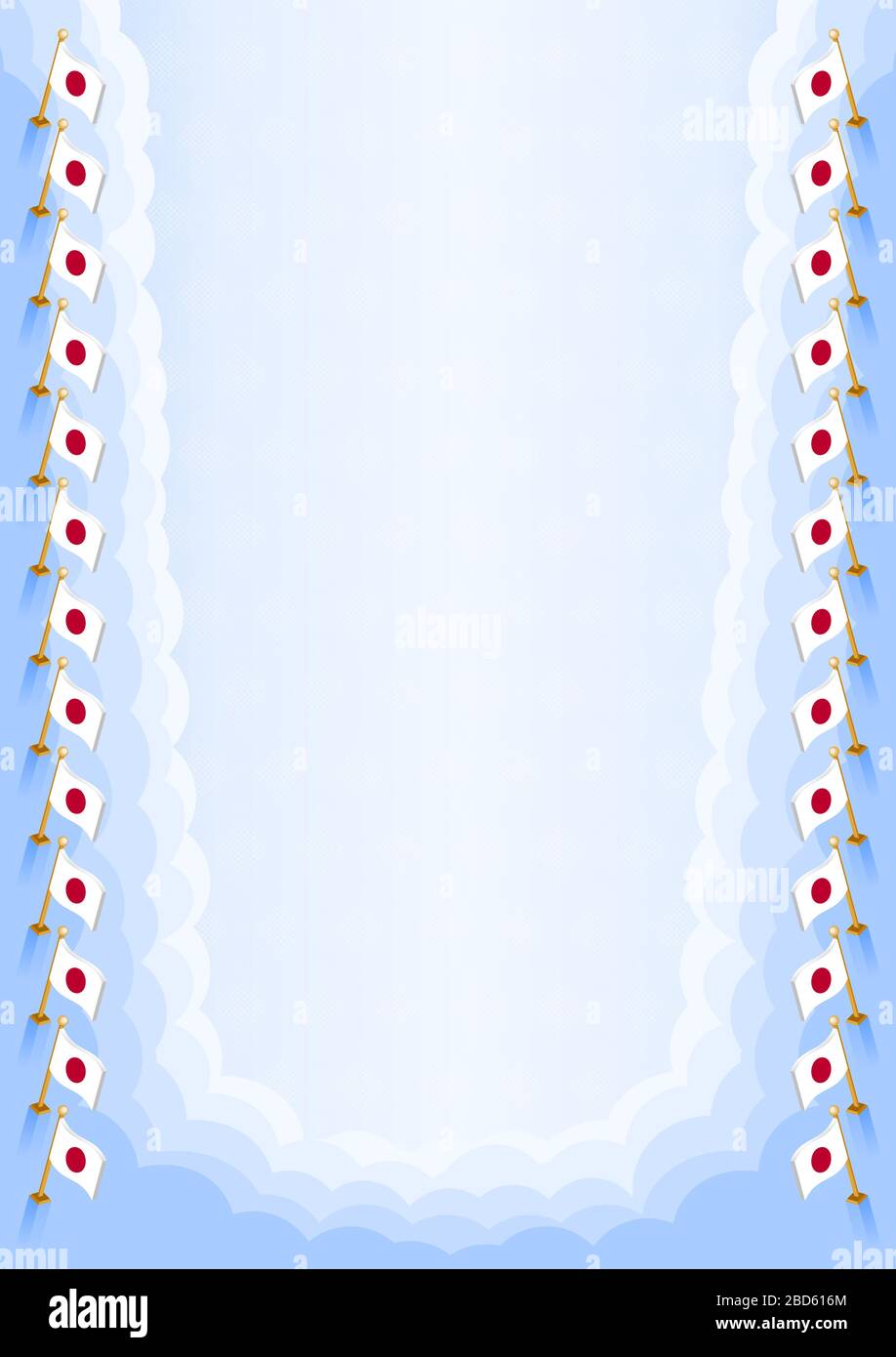 Vertical frame and border with Japan flag, template elements for your certificate and diploma