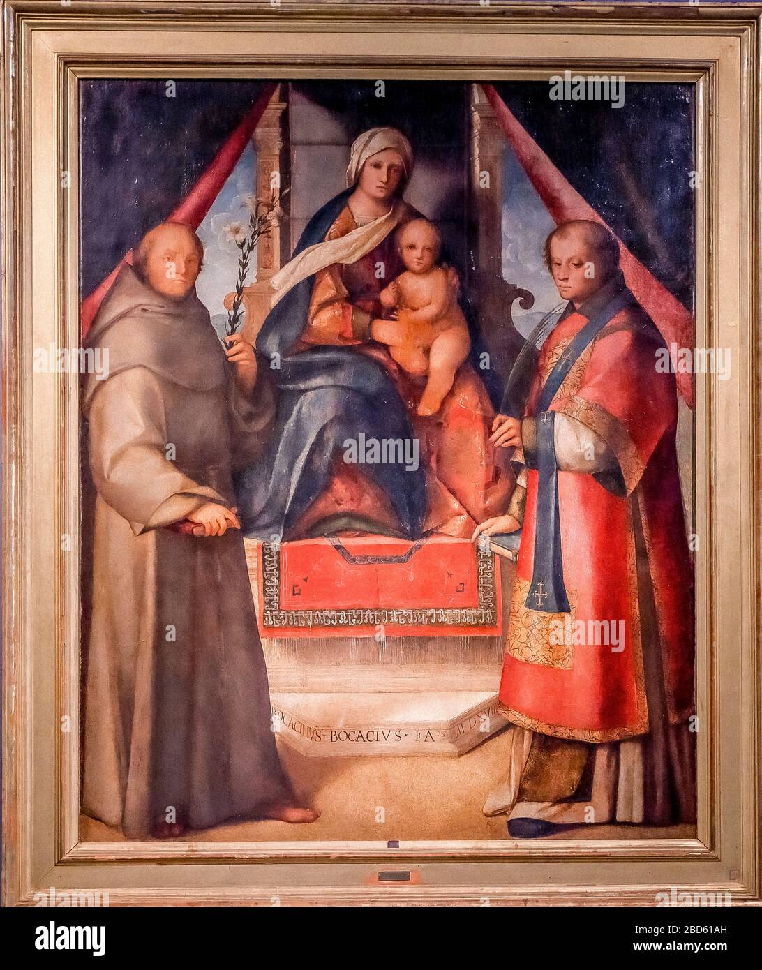 Italy Lombardy - Cremona - Civic Museum -' Ala Ponzone' - Boccaccino Boccaccio: Madonna Enthroned between St. Vincent and St. Anthony Stock Photo