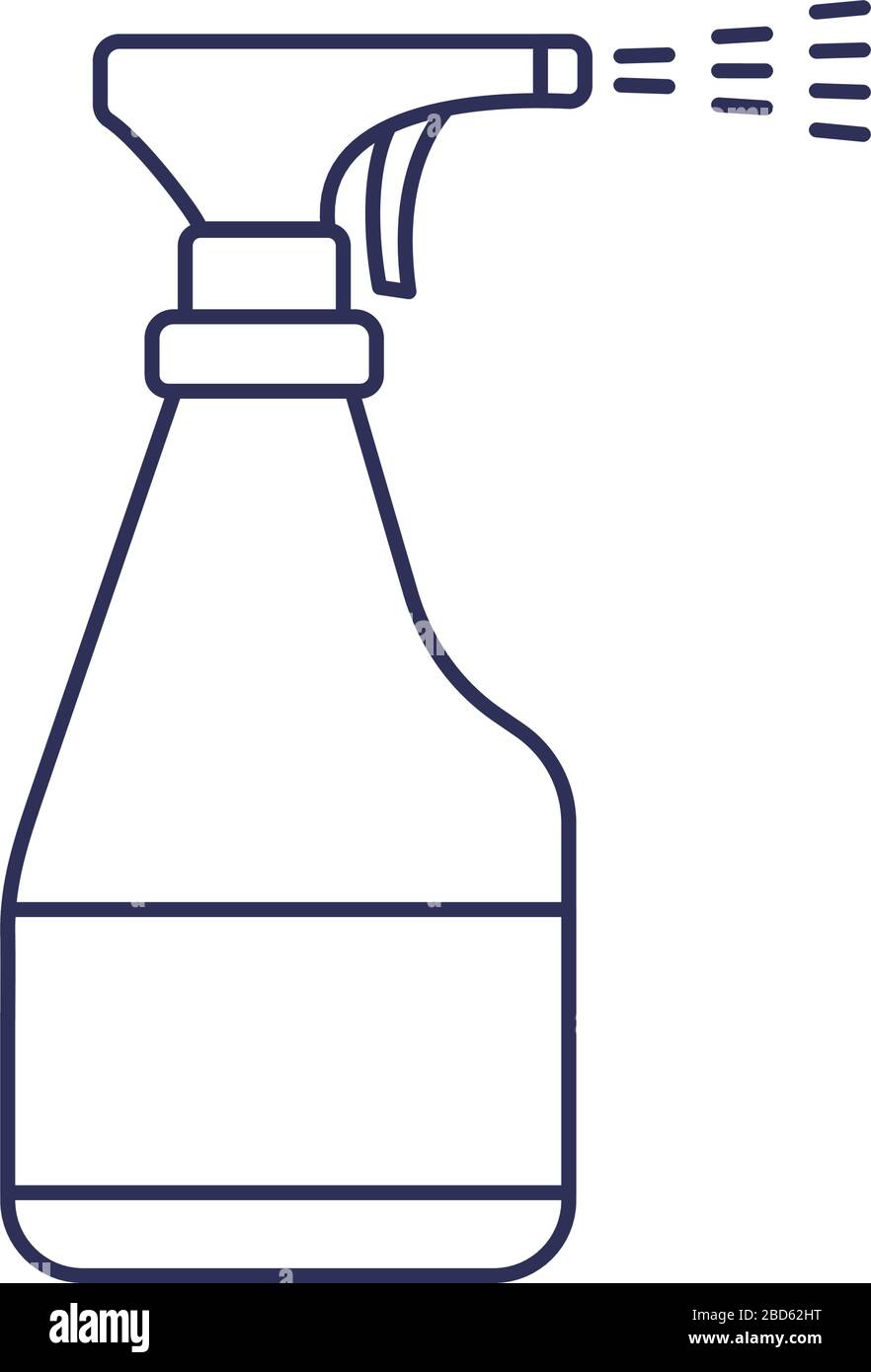 disinfectant bottle with spray, line style icon vector illustration ...