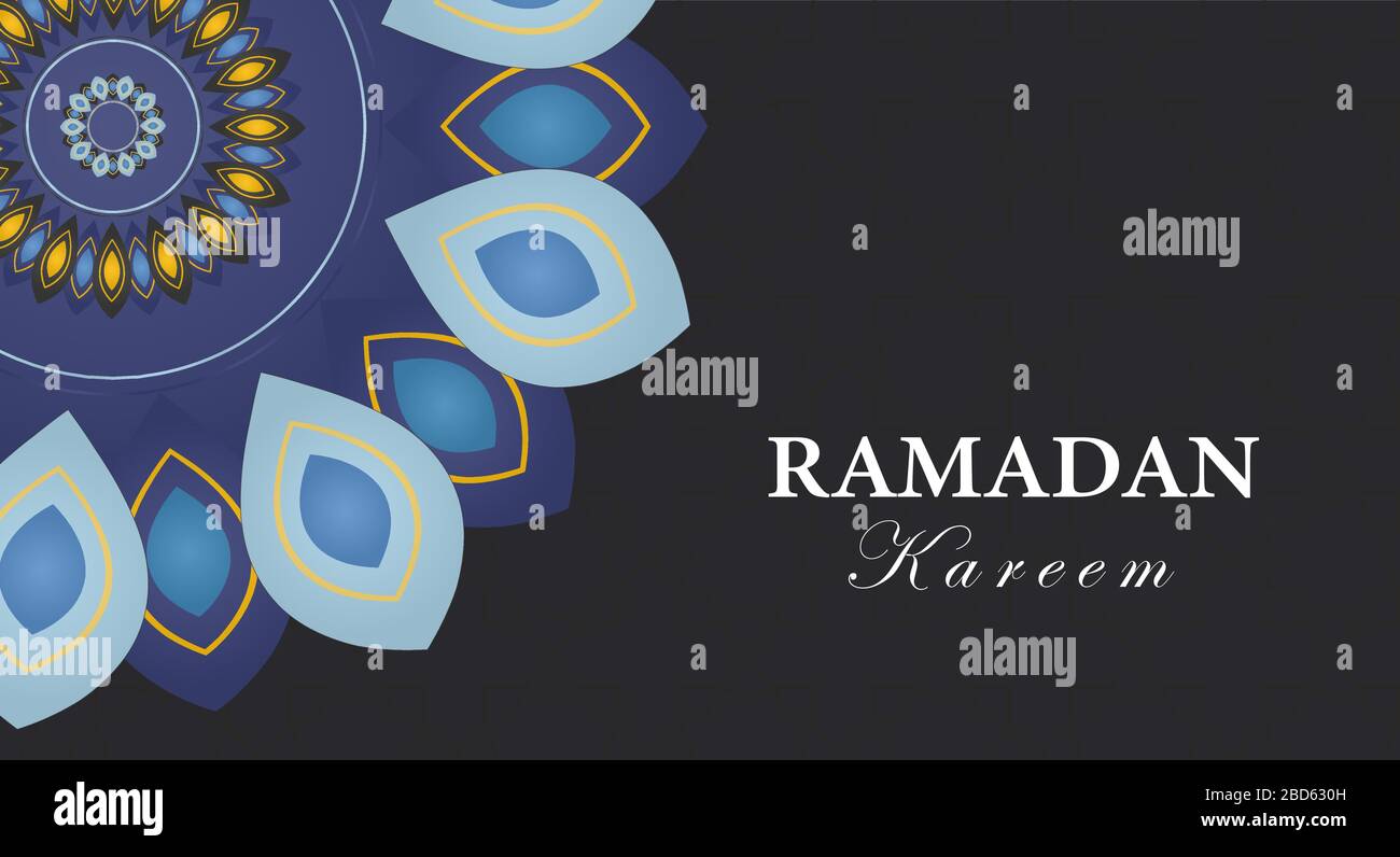 Ramadan greeting template. Muslim, arbic, islamic ornament - seamless pattern, indian mandala line ornament. Vector illustration Stock Vector
