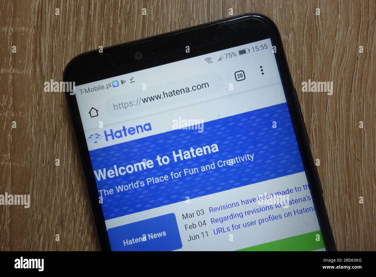 Hatena website (www.hatena.com) displayed on smartphone Stock Photo