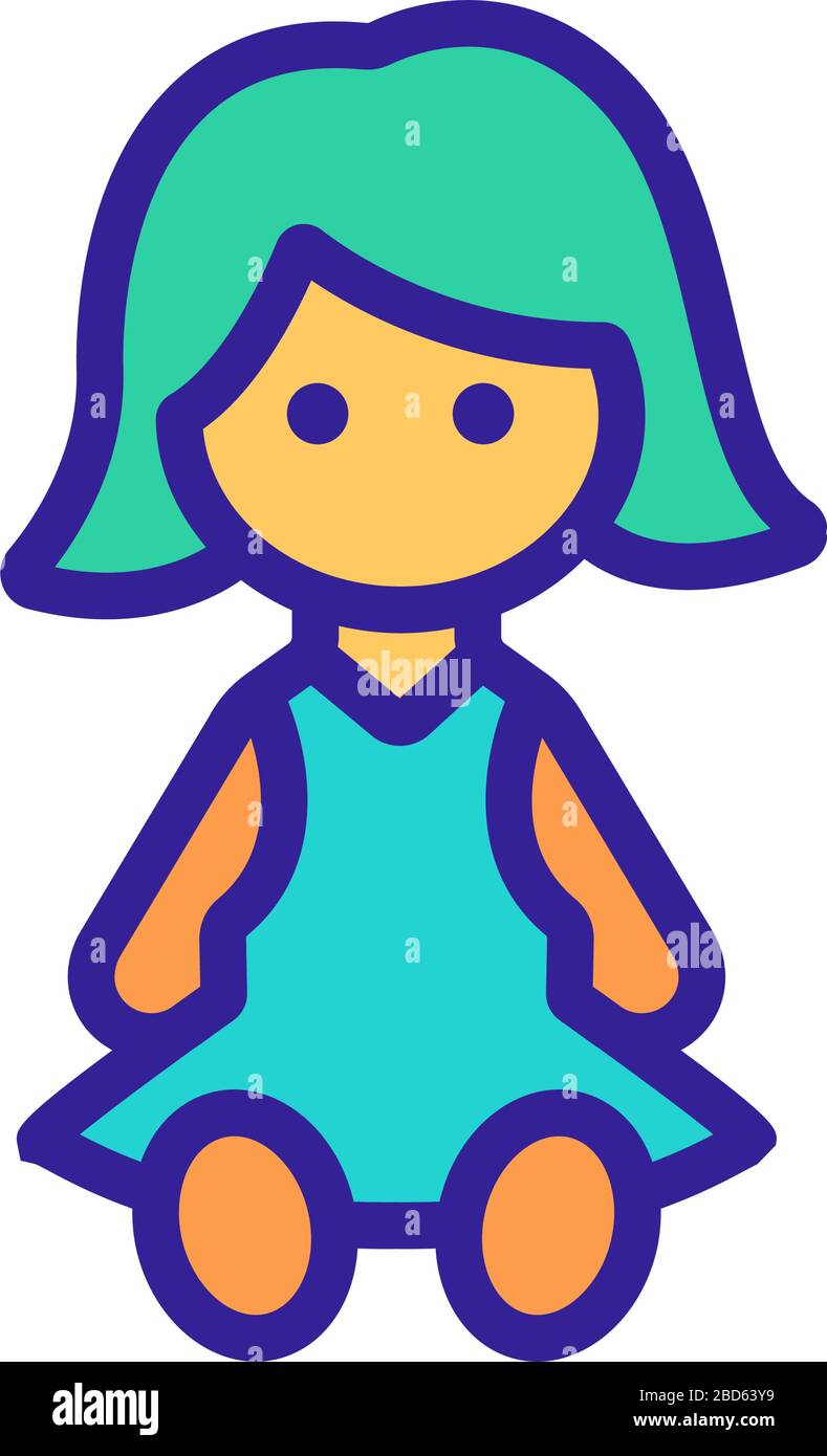 doll toy icon vector outline illustration Stock Vector Image & Art - Alamy