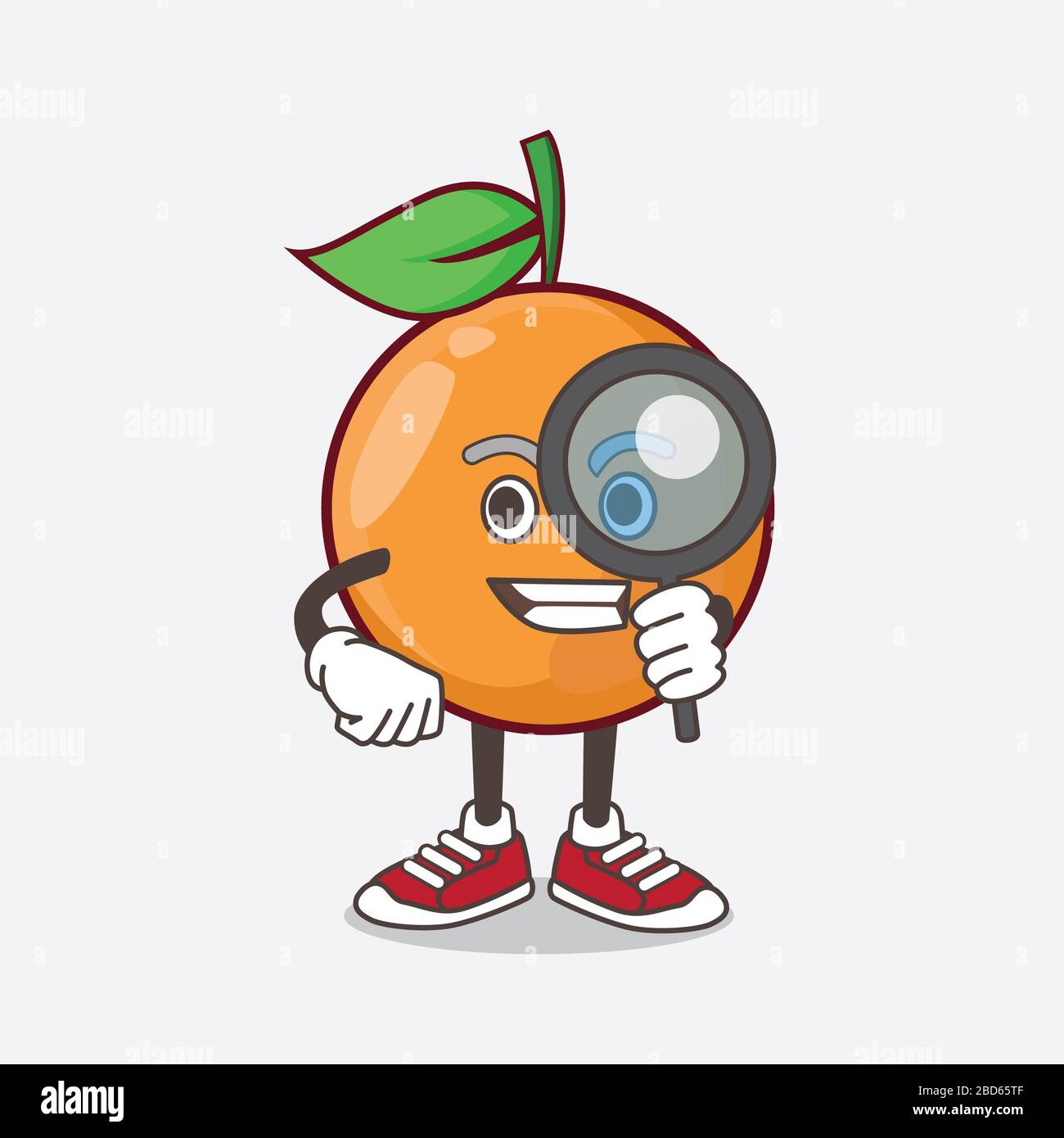 An illustration of Clementine Orange Fruit cartoon mascot character as Detective design Stock Photo