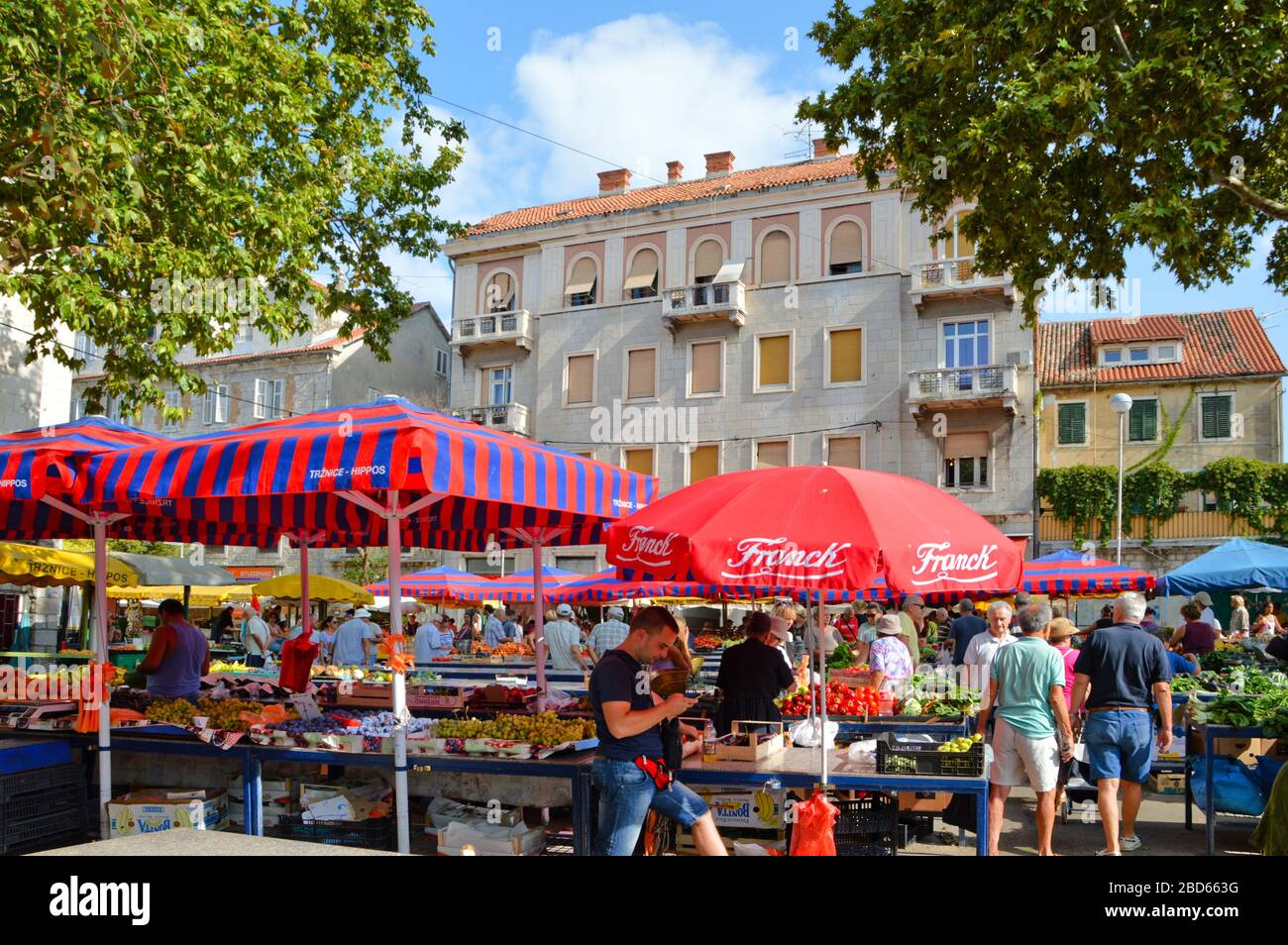 Fruit market in Split, city in Croatia Stock Photo