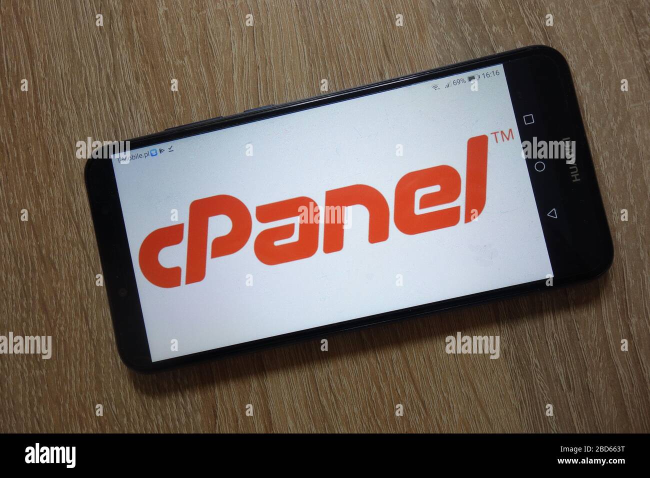 cPanel logo displayed on smartphone. cPanel is an online Linux-based web hosting control panel Stock Photo