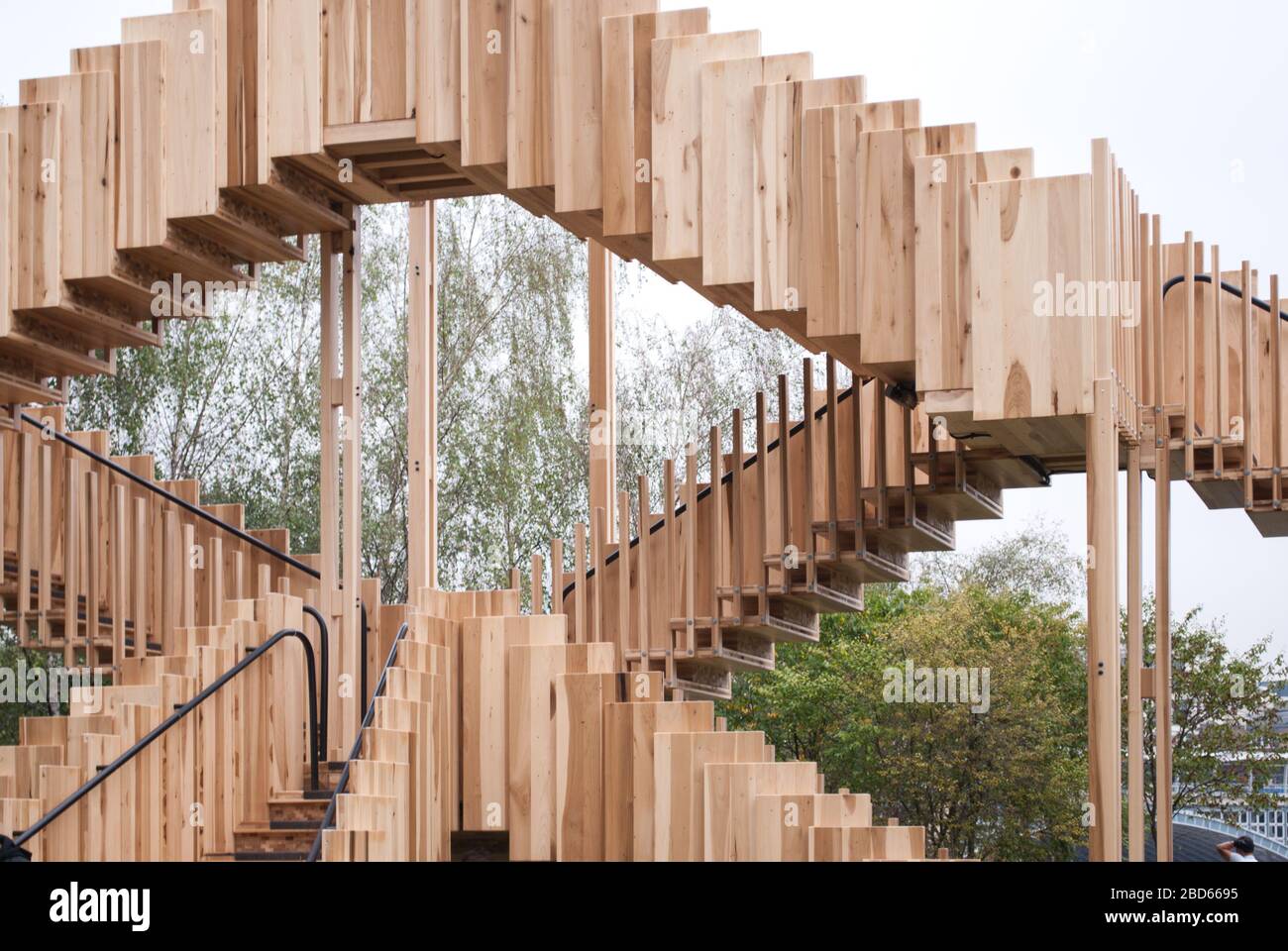 Esher Staircase Endless Stair, Tate Modern Lawn, Bankside, London SE1 9TG by drmm Architects Arup Engineered Timber Cross Laminated Timber Stock Photo