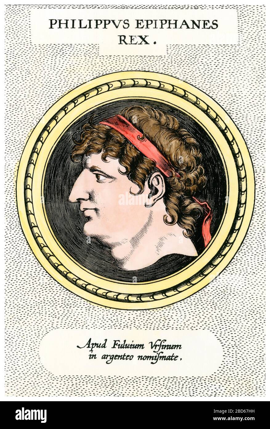 Philip I Epiphanes Philadelphus, king of Seleucid Empire. Hand-colored etching Stock Photo