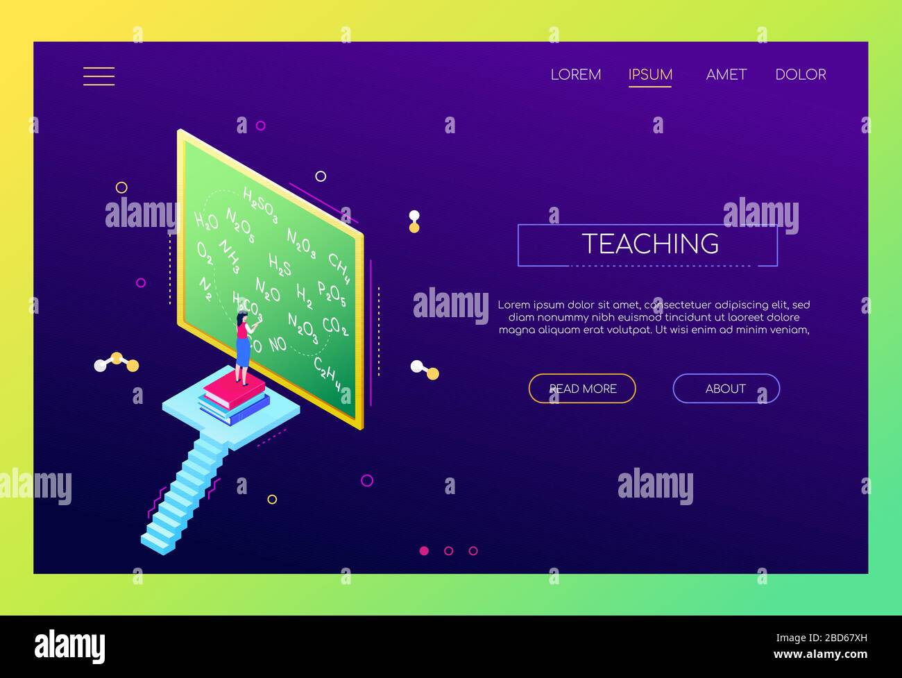 Teaching chemistry- modern isometric vector web banner Stock Vector ...