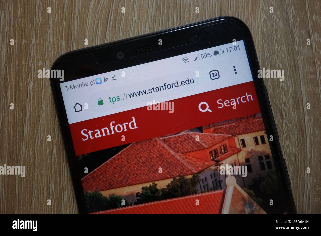 Stanford University website (www.stanford.edu) displayed on smartphone Stock Photo