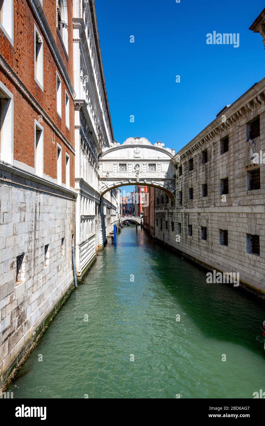 The famous Bridge of Sighs in the beautiful city of Venice, Italy Stock Photo