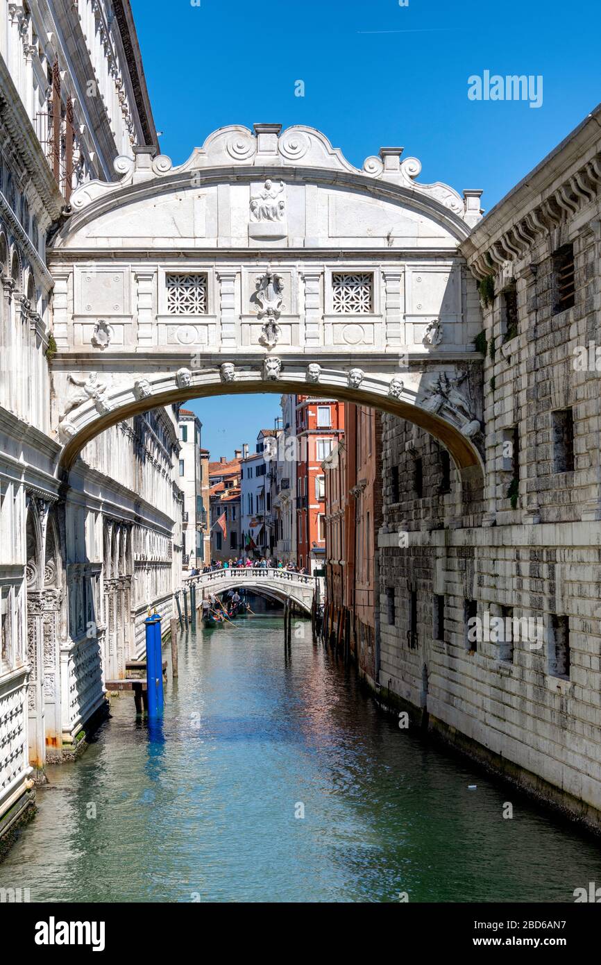 The famous Bridge of Sighs in the beautiful city of Venice, Italy Stock Photo