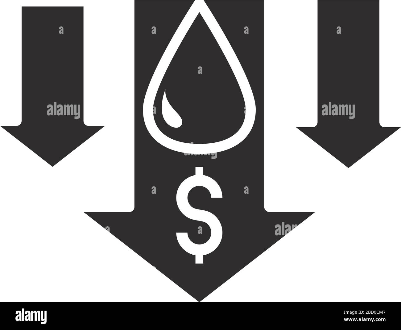 statistics downturn money trade crisis economy, oil price crash vector illustration silhouette style icon Stock Vector