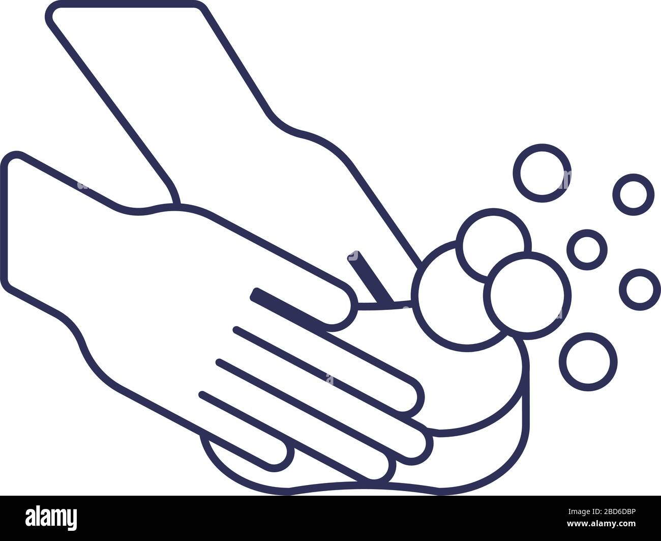 washing hands with water and soap, line style icon vector illustration ...