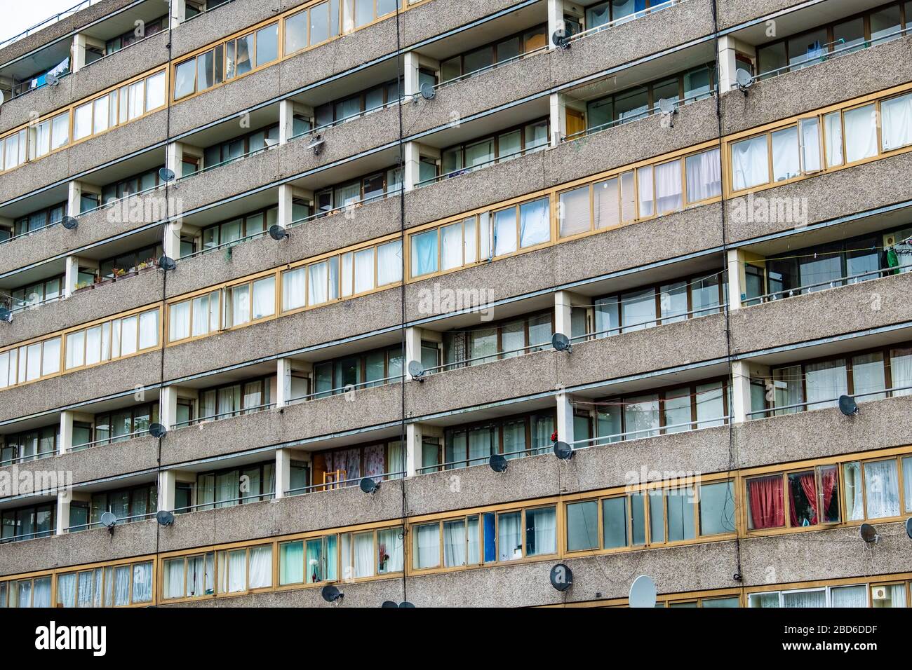 Close up of typical council houses on an estate in Elephant & Castle, South West London Stock Photo