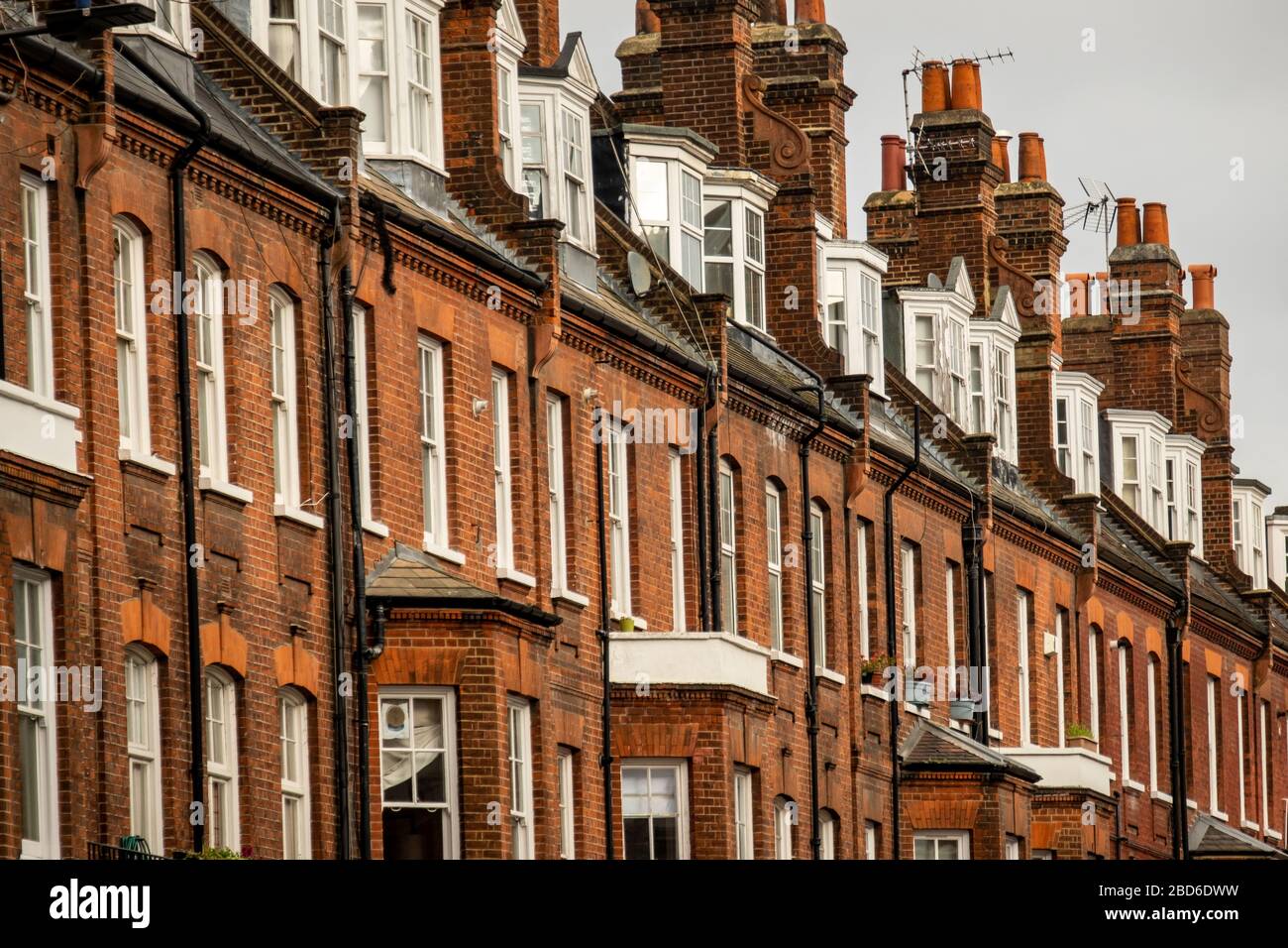 Street of typical terraced houses - London UK Stock Photo