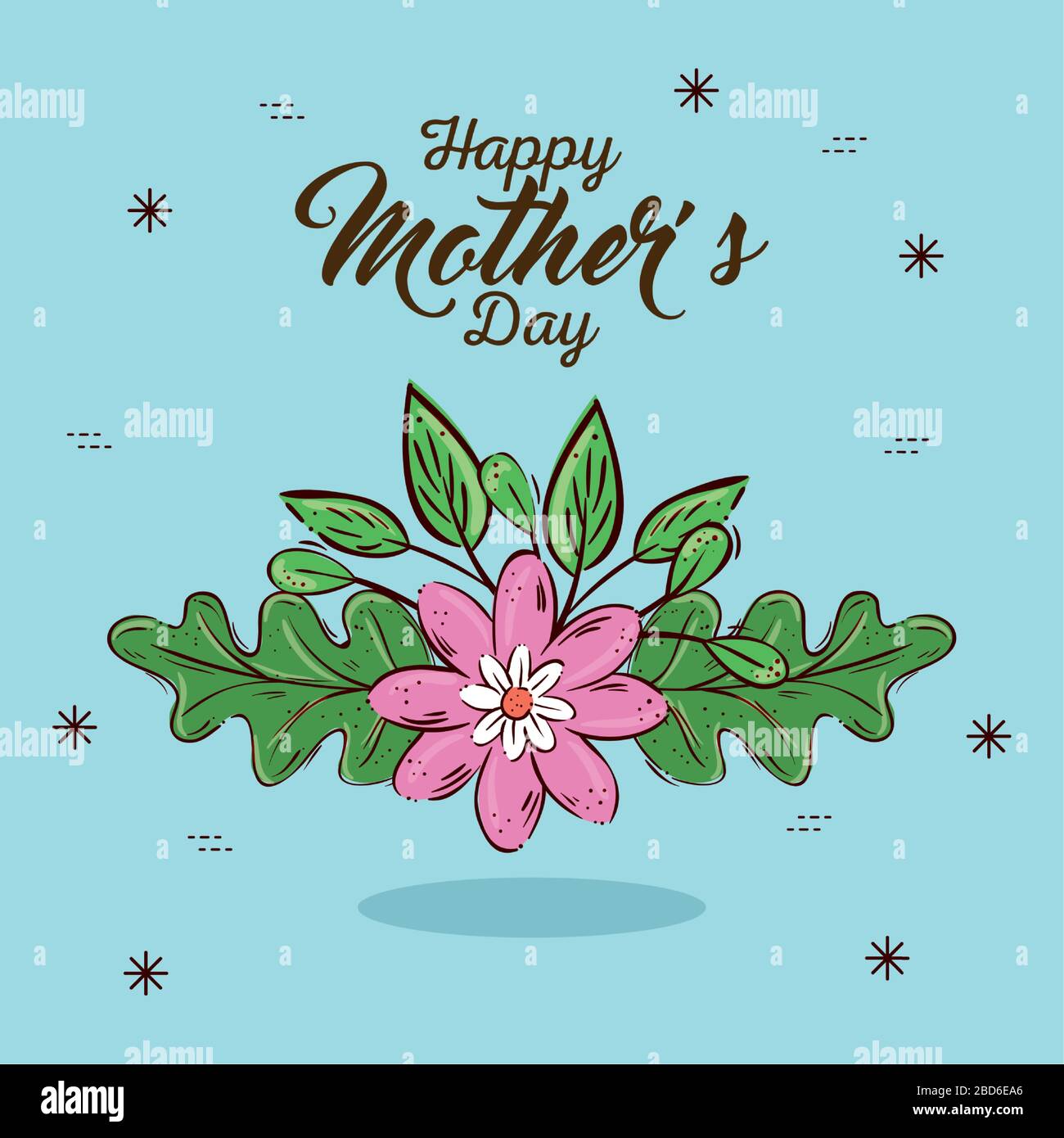 Flower with leaves of happy mothers day vector design Stock Vector ...