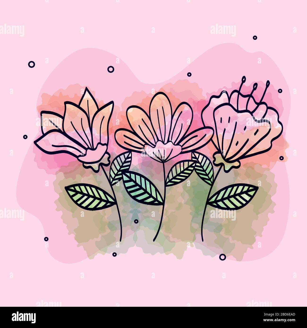 set of cute flowers with branches and leafs Stock Vector Image & Art ...