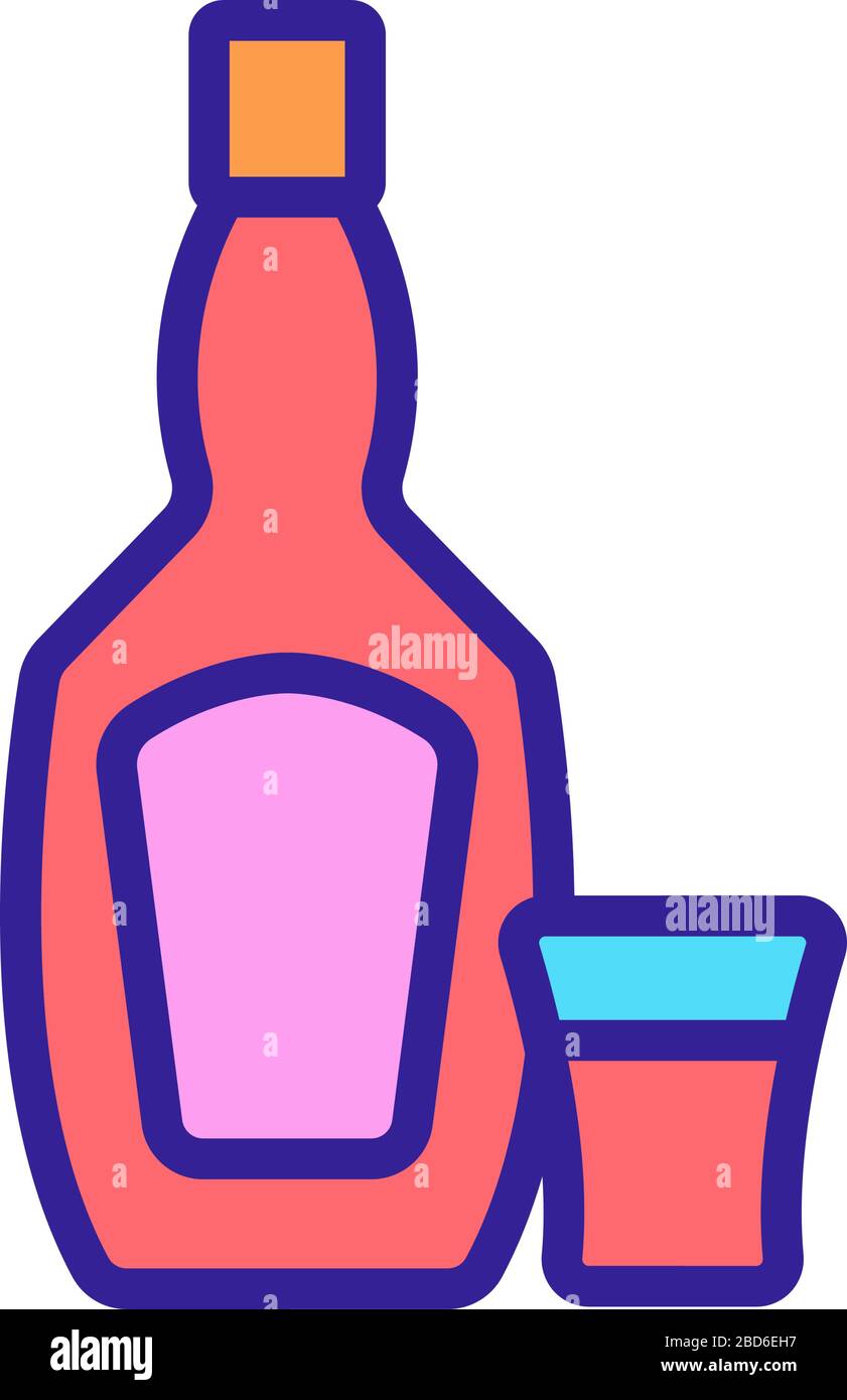 vodka bottle glass icon vector outline illustration Stock Vector Image