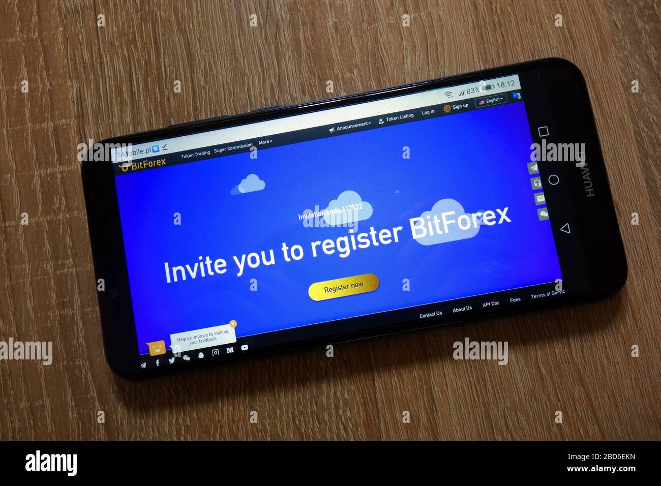 BitForex cryptocurrency exchange website (www.bitforex.com) displayed on smartphone Stock Photo