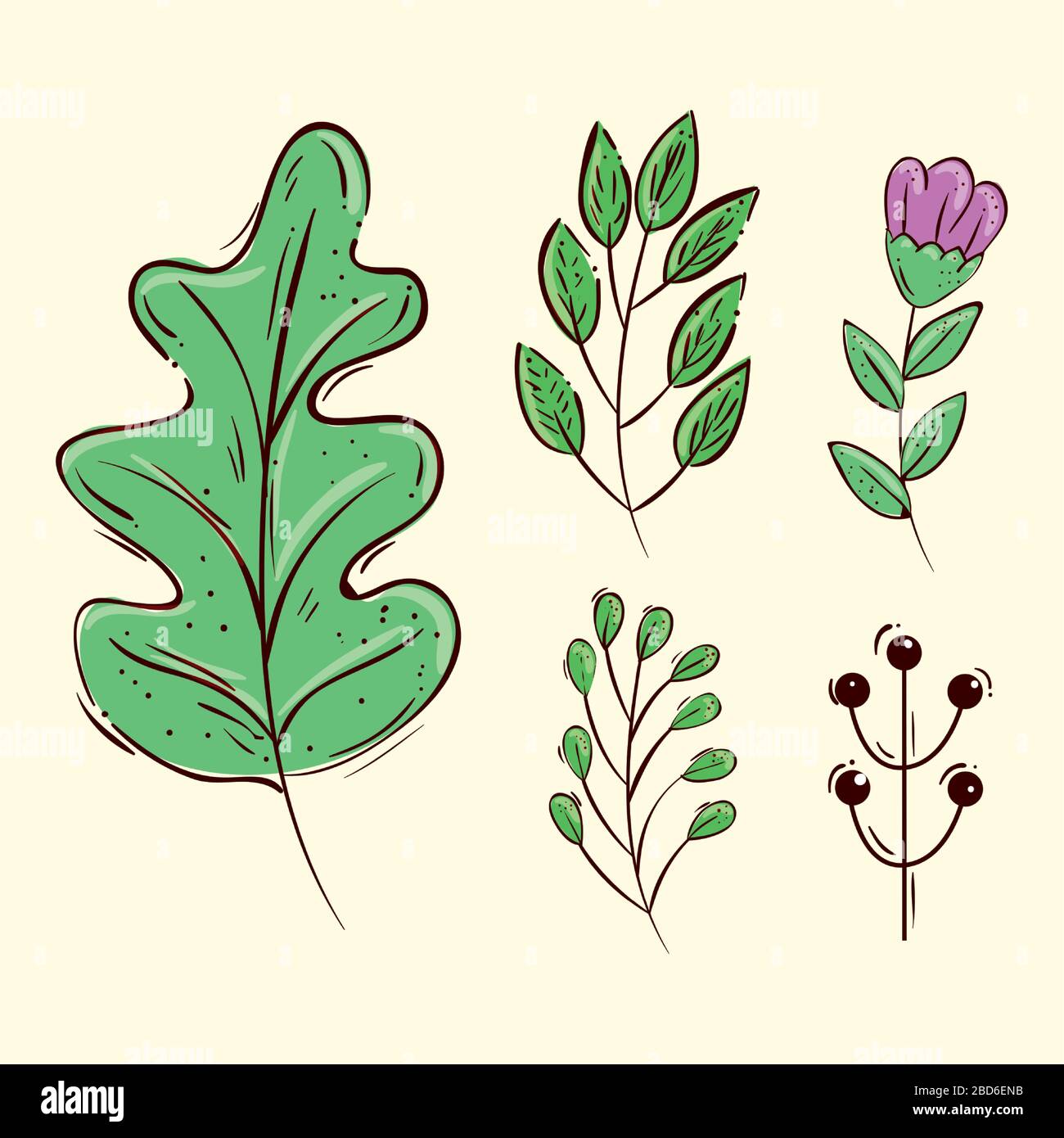 Isolated purple flower and leaves vector design Stock Vector Image ...