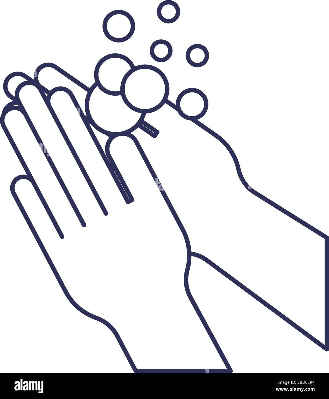 washing hands with water and soap, line style icon vector illustration ...