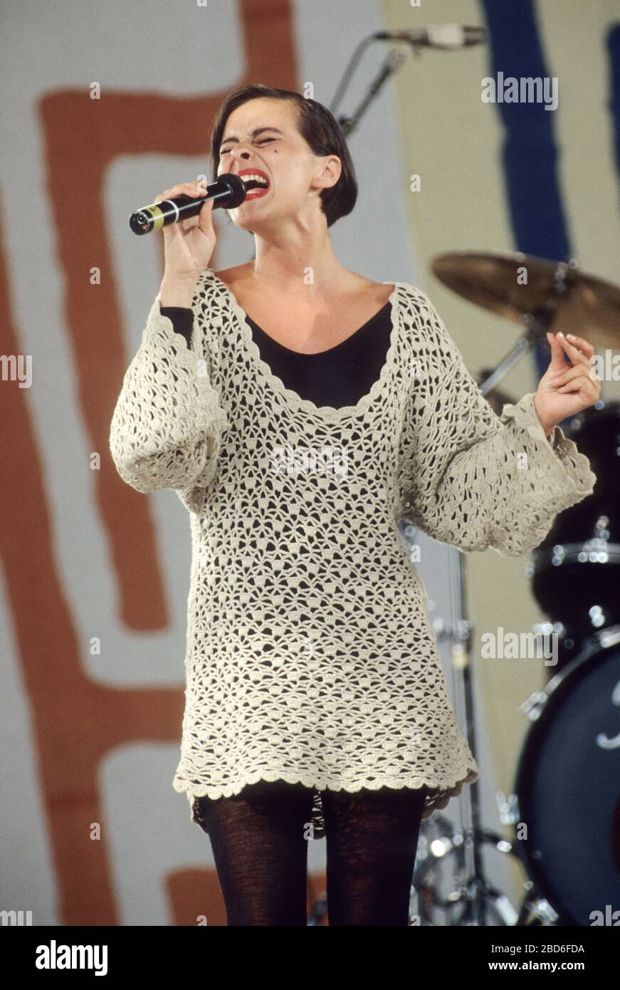 Pop singer Lisa Stansfield performing at the European special Olympics