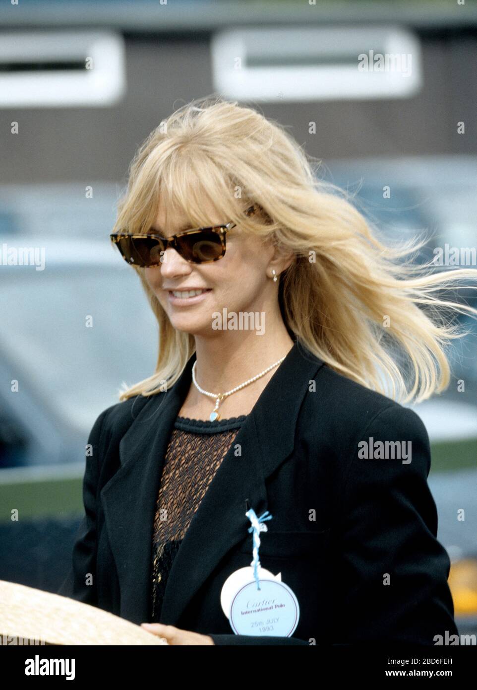 Actress Goldie Hawn at Guards Polo Club, Windsor, England. 25th July 1993 Stock Photo