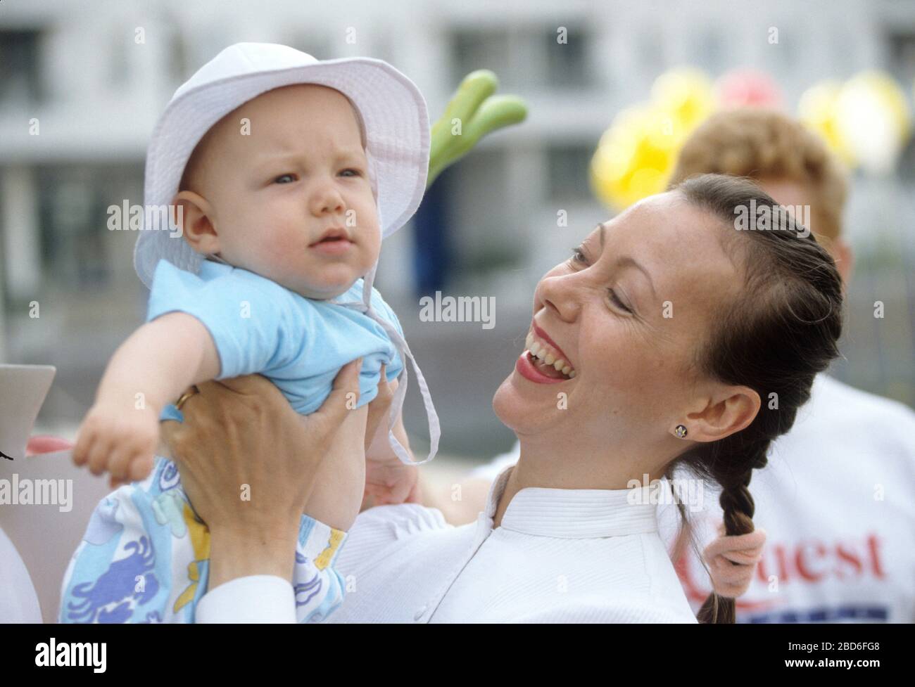 British actress Jenny Agutter with her son Jonathan Tham, England 1991 Stock Photo