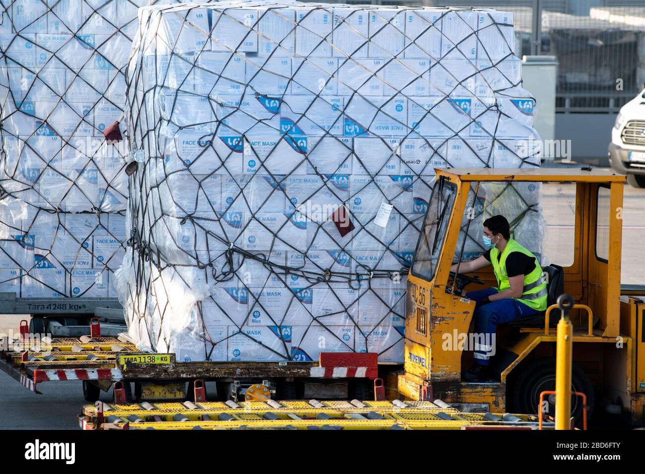 Munich, Germany. 07th Apr, 2020. At Munich airport, an airport employee