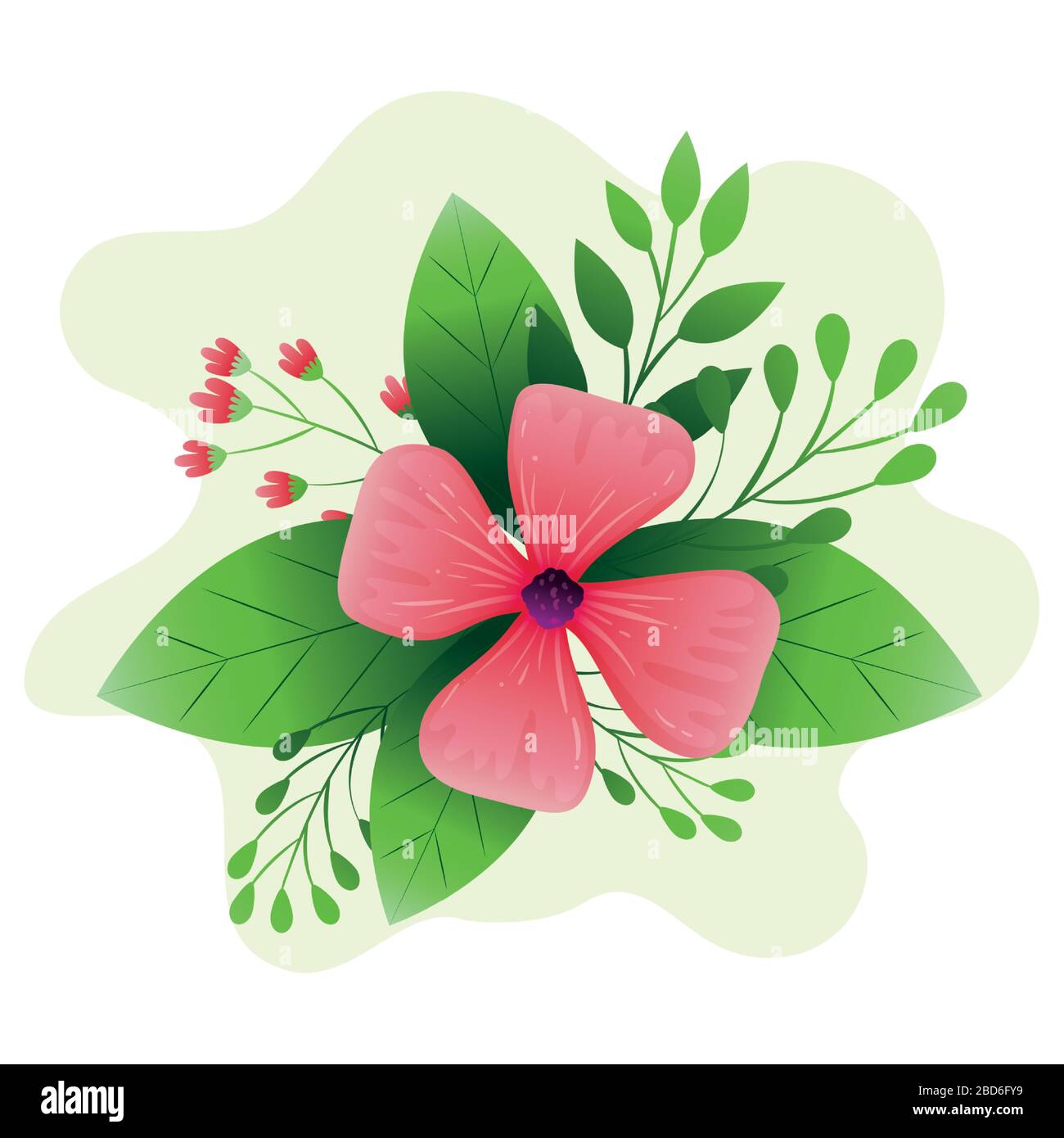 cute flower pink color with leafs Stock Vector Image & Art - Alamy