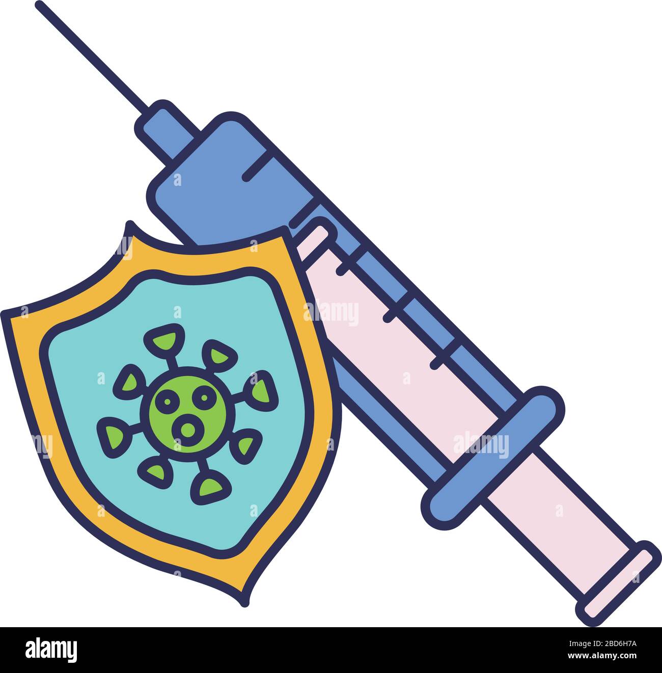 vaccination medical immunization, line and fill style icon vector illustration design Stock Vector