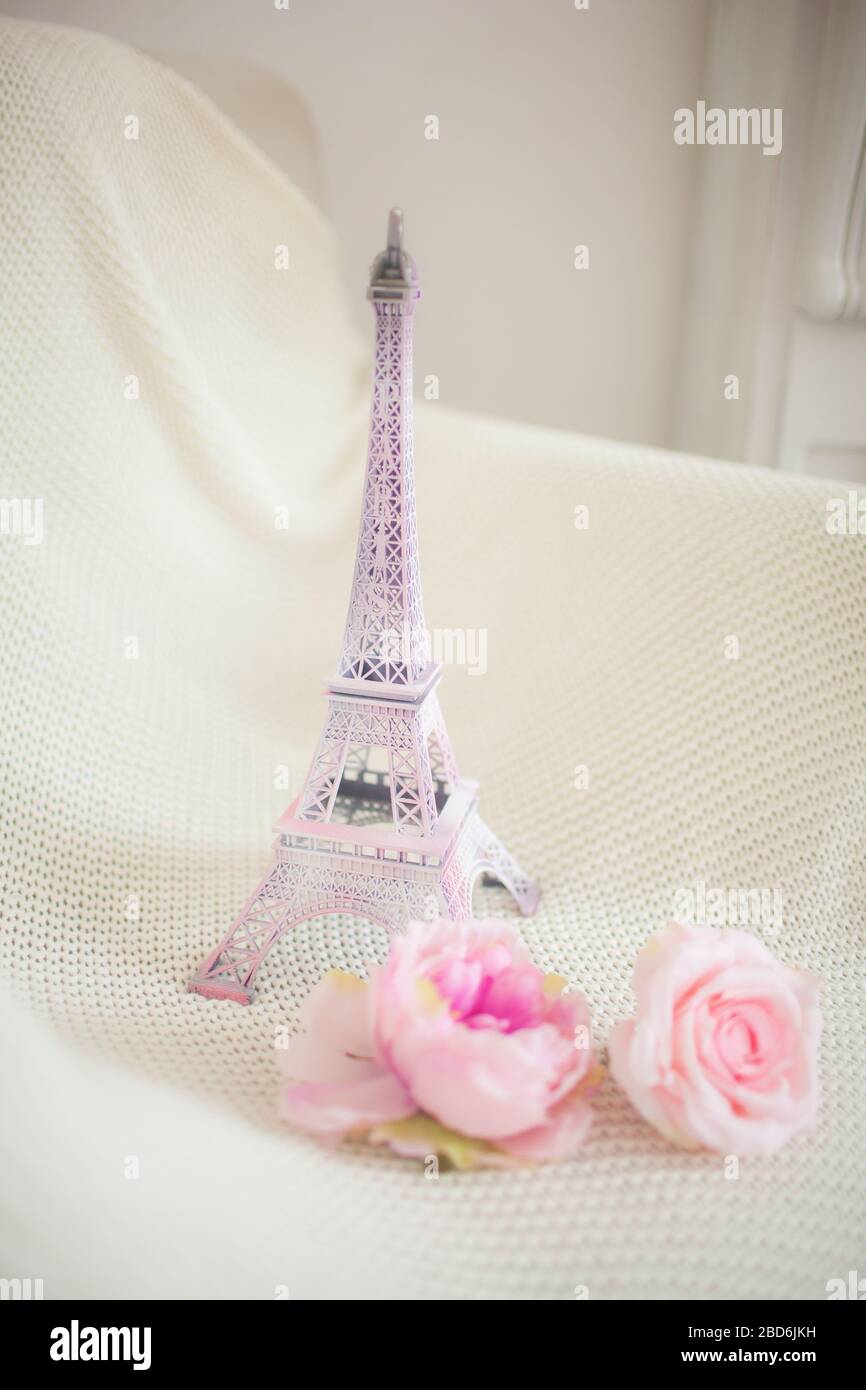 The Eiffel Tower simulates souvenirs from friends in Paris Stock Photo