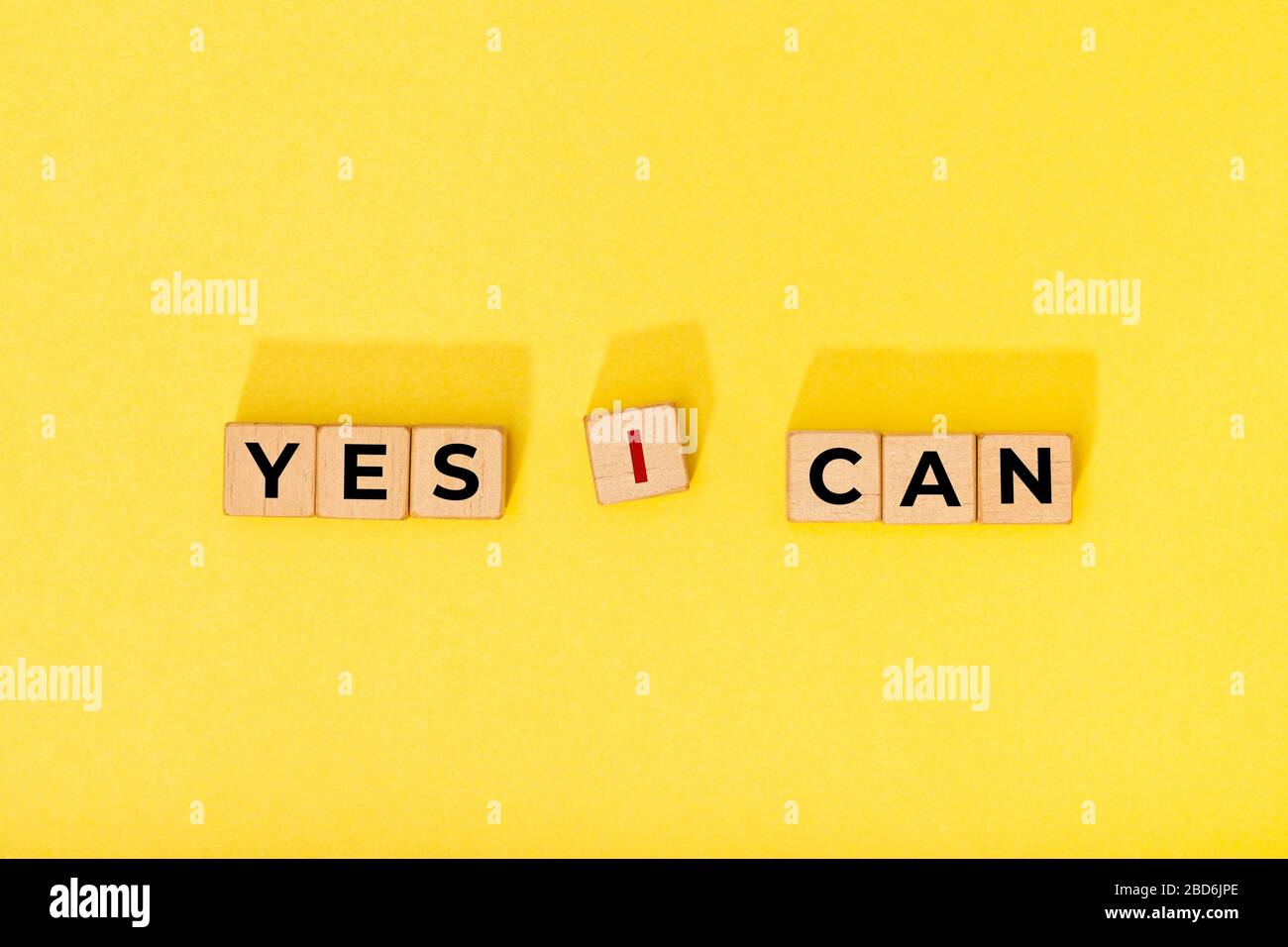 Yes I can message on wooden blocks. Motivational Words Quotes Concept Stock Photo