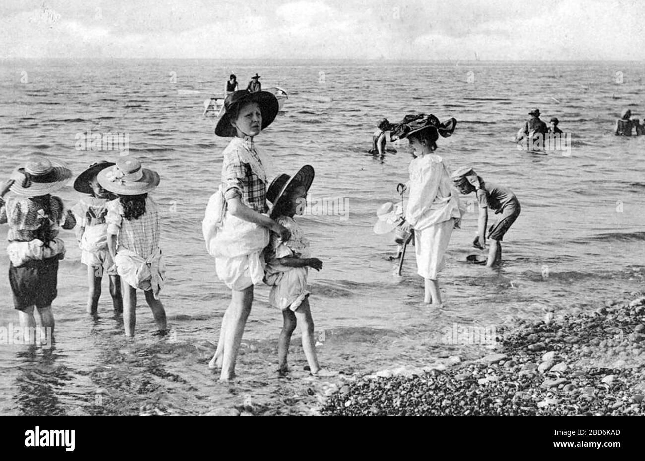 SEASIDE BATHERS early 1900s Stock Photo