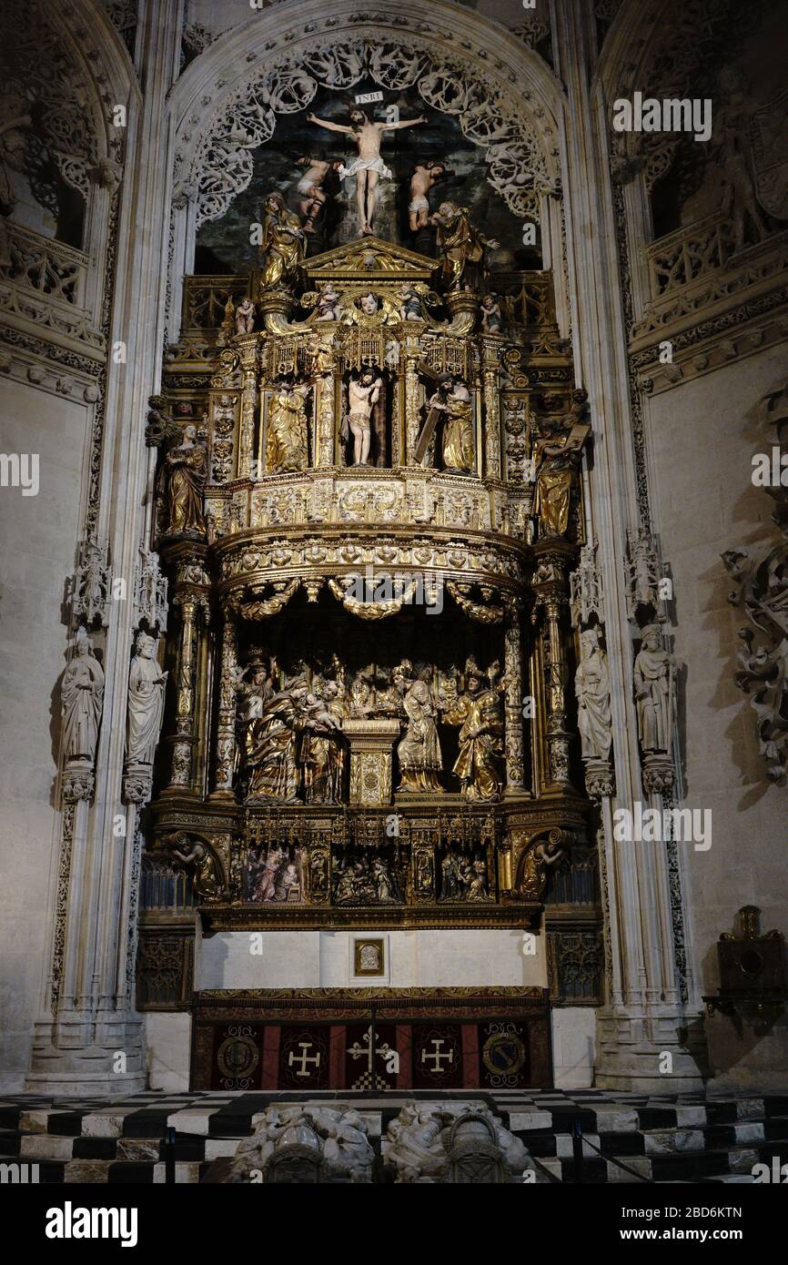 BURGOS CASTILE AND LEON ST MARY CATHEDRAL - CHAPEL AND STATUES - GOTHIC, RENAISSANCE AND BAROC ART PERIOD - SPAIN © Frédéric BEAUMONT Stock Photo