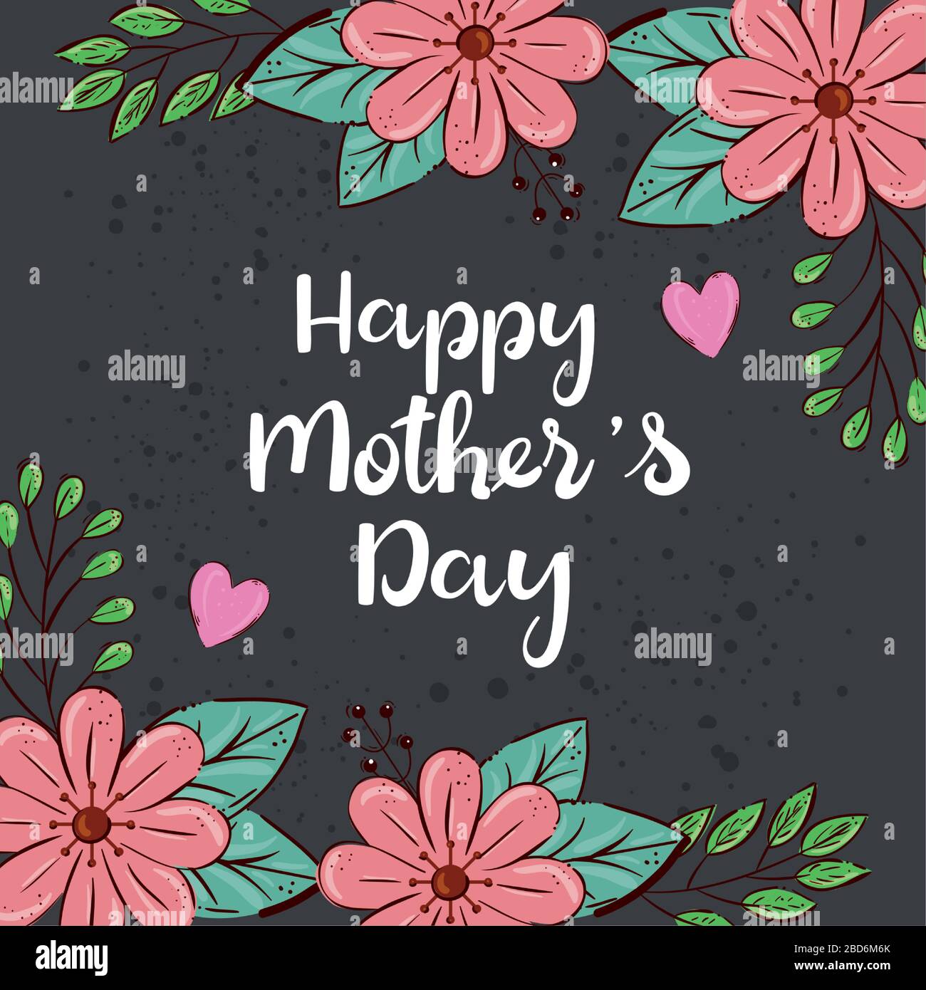 Flowers with leaves of happy mothers day vector design Stock Vector ...