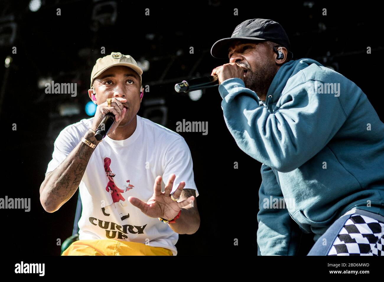 Aarhus, Denmark. 08th, June 2018. The American rap group N.E.R.D. performs a live concert during the Danish music festival Northside 2018 in Aarhus. Here rapper Pharrell Williams is seen live on stage. (Photo credit: Gonzales Photo - Lasse Lagoni Stock Photo