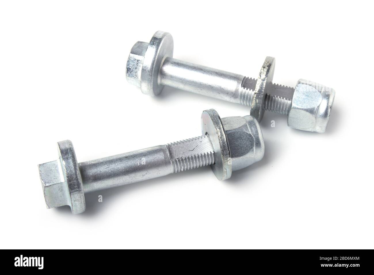 Camber adjusting bolts closeup isolated on white Stock Photo Alamy