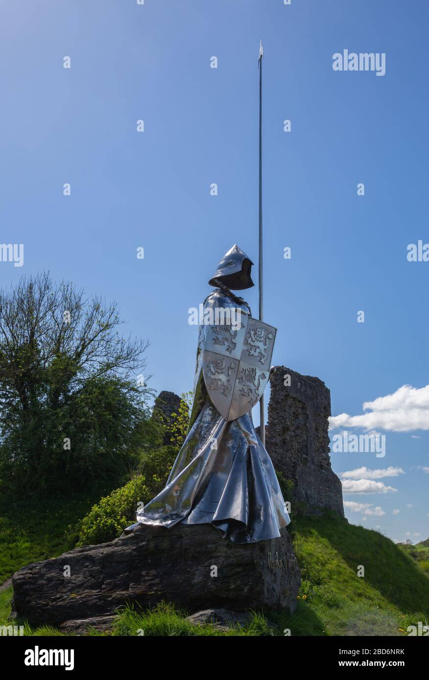 Monument to Llewelyn ap Gruffydd Fychan at Llandovery Castle, wales Stock Photo