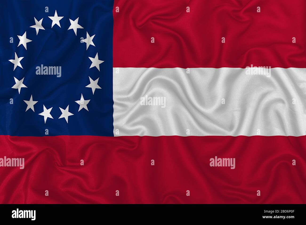 Confederate States of America flag (1861-1865) on wavy silk textile