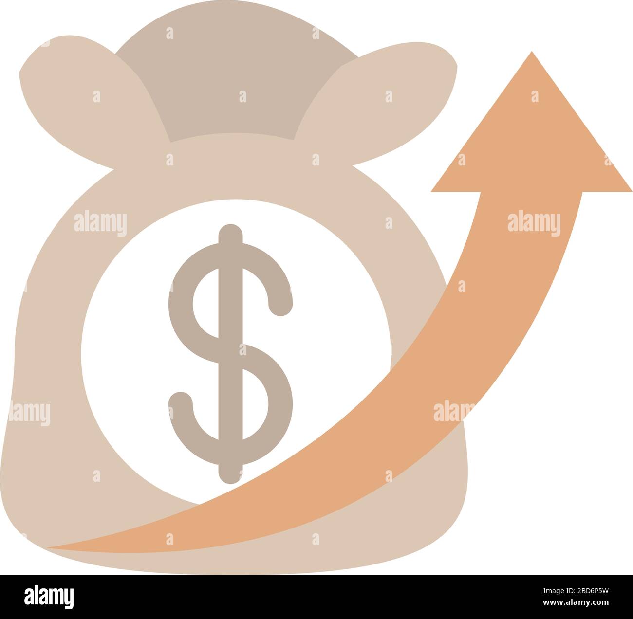 money bag going up arrow, rising food prices, flat style icon vector