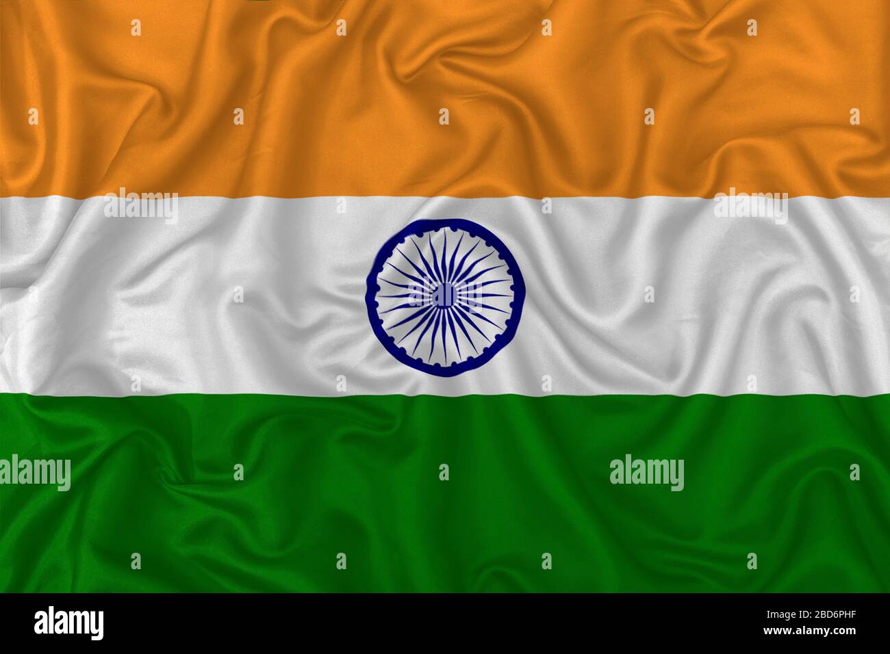 Hãy ngắm nhìn Cờ quốc gia Ấn Độ trên nền vải lụa sóng trong hình ảnh này - với màu sắc rực rỡ, tuyệt đẹp, nổi bật trên nền trắng sáng. Vải lụa sóng giúp tạo ra một vẻ đẹp đặc biệt cho cờ, tăng thêm sự trang trọng và lịch sự của biểu tượng quốc gia.